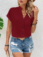 Camicia A Maniche A Pipistrello Con Colletto A Spacchi E Colore Unito