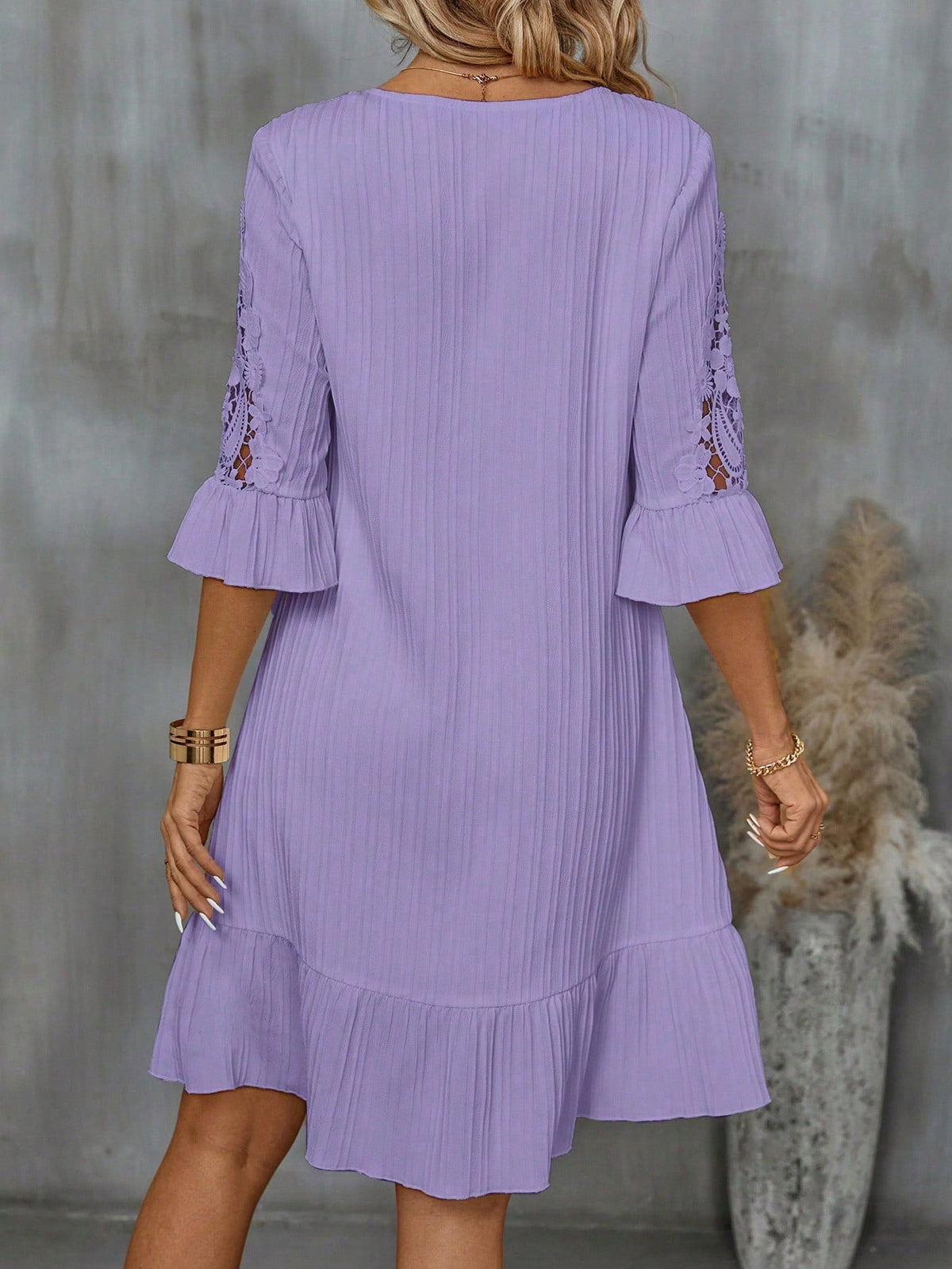 Abito Da Donna Con Orlo In Pizzo Patchwork E Volant