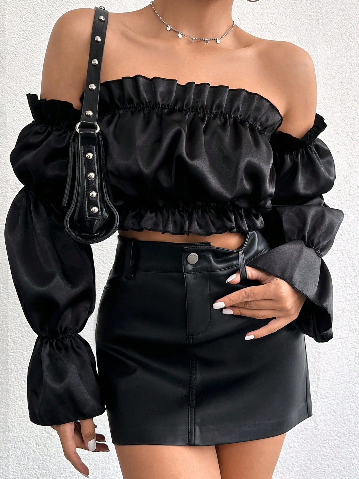 Top con volant di Raso per Donna