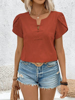 Camicia casual da vacanza a maniche corte con bottone monocolore