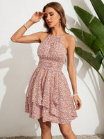 Abiti monocolore vita arricciata con collo halter