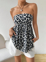 Top a maglia senza maniche a fascia per donne con stampa leopardata