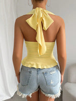 Canotta con bordo a volant plissettato