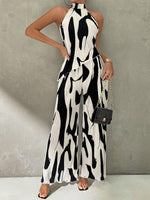 Set di pantaloni a gamba larga e camicetta halter kaki con orlo irregolare plissettato e schiena scoperta