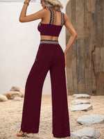 Top halter contrasto chevron nastro & Pantaloni