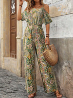 Tuta jumpsuit con spalline sottili, morbida vestibilitˆ, maniche a goccia e stampa all-over