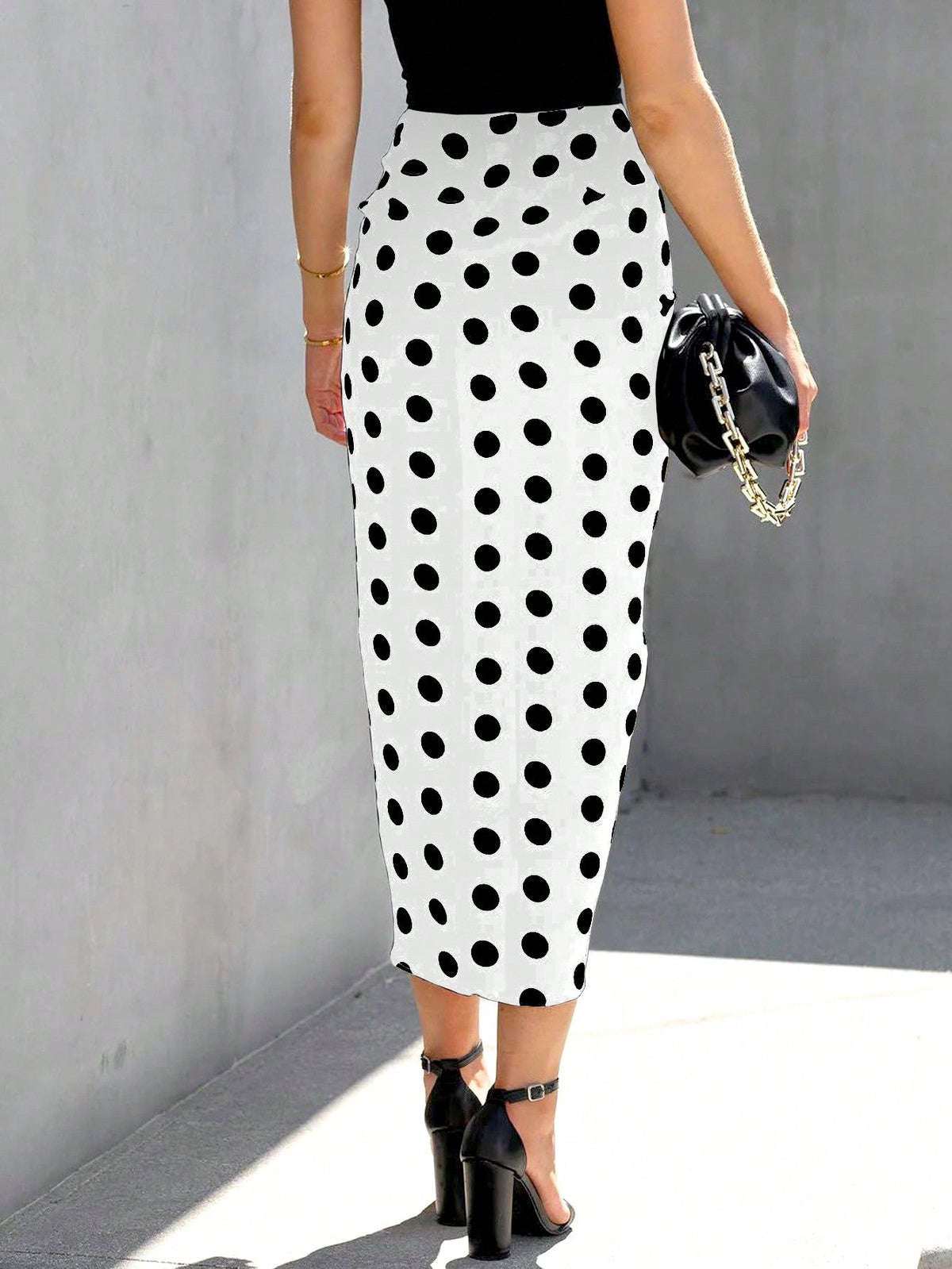 Gonna donna a pois con coulisse e spacco