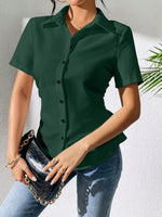 Camicia semplice a maniche corte, quotidiana per donne