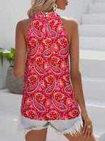 Blusa Estiva Da Donna A Collo Alto Senza Maniche Con Stampa