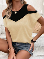 Maglia A Maniche Corte Con Spalle Scoperte E Blocchi Di Colore A Contrasto