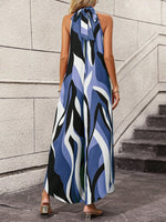 Jumpsuit gamba larga color block con collo halter