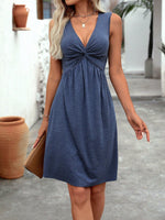 Abito Donna Con Scollo A V Profondo Senza Maniche Di Colore Solido E Semplice