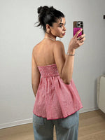 Top a maglia senza maniche a fascia per donne con stampa leopardata