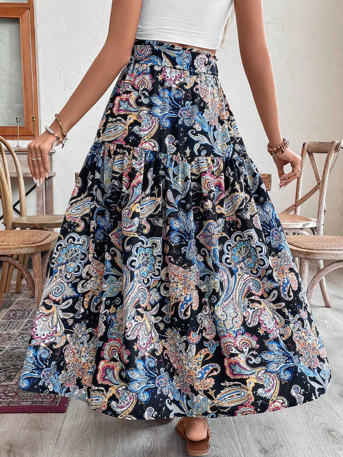 Gonna Da Spiaggia Stampata In Stile Boho