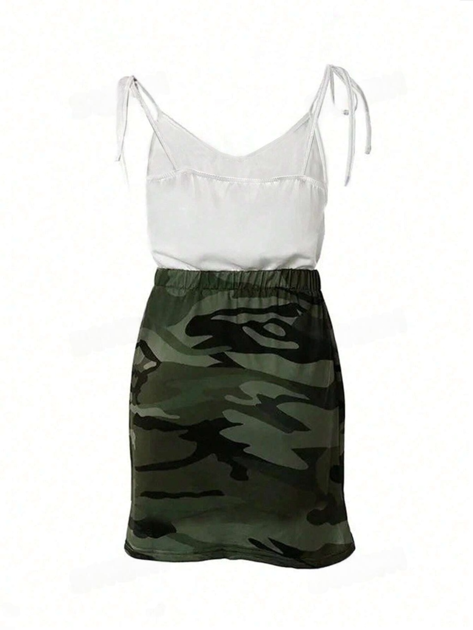 Vestito A Canotta Con Tasca Frontale E Stampa Mimetica E Slogan