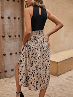 Vestito A Abbottonatura Avvolgente Con Stampa A Patchwork E Spacco