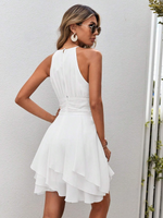 Abiti monocolore vita arricciata con collo halter