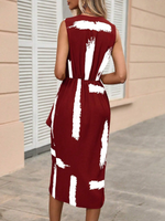 Abiti con stampa pennellate con bordo a volant contorto nodo laterale