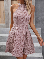 Abiti floreale jacquard con collo halter