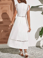 Abito trapezio pizzo a contrasto