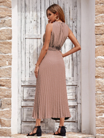 Abito con pois vita arricciata orlo plissettato