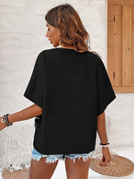Camicia Da Donna A Manica Batwing Con Stampa, Scollo A V Profondo