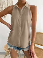 Camicia Senza Maniche Da Donna Con Bottoni Singoli