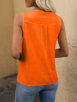 Camicia senza maniche con bottoni frontali e colore tinta unita per l\"estate