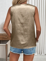 Blusa Senza Maniche Con Scollo A V Metallico