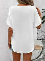 Maglia casual doppi strati in mussola con maniche pipistrello, basica e alla moda per le vacanze