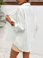 Camicia con spalla cadente camicia a righe a maniche lunghe da donna