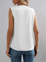 Camicetta senza maniche bordo a contrasto scollo dentellato