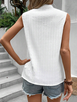 Blusa Senza Maniche Con Collo A Incavo Arricciato E Inserto Di Pizzo