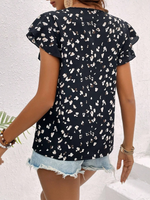 Camicetta stampata casual con orlo svolazzante per le vacanze