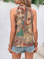Camicetta stampa paisley apertura a goccia indietro con collo halter