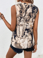 Camicetta senza maniche con stampa grafica scollo dentellato