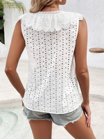 Camicetta Senza Maniche Da Donna Con Volant In Tinta Unita E Design Svasato