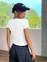 T-shirt A Maniche Corte Con Pieghe Aderente