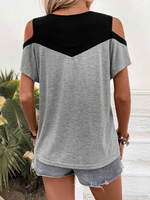 Maglia A Maniche Corte Con Spalle Scoperte E Blocchi Di Colore A Contrasto