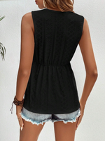 Canotta Con Scollo A V E Profilo Peplum Con Pizzo A Contrasto