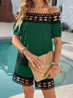 Set di due pezzi casual di base da donna, top a spalle scoperte e shorts