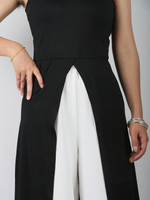 Top Senza Maniche Monocromatico Da Donna Con Orlo Diviso E Pantaloni Abbinati