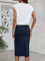 Set di abbigliamento estivo da donna con stampa di lettere sulla parte superiore e gonna a vita con coulisse