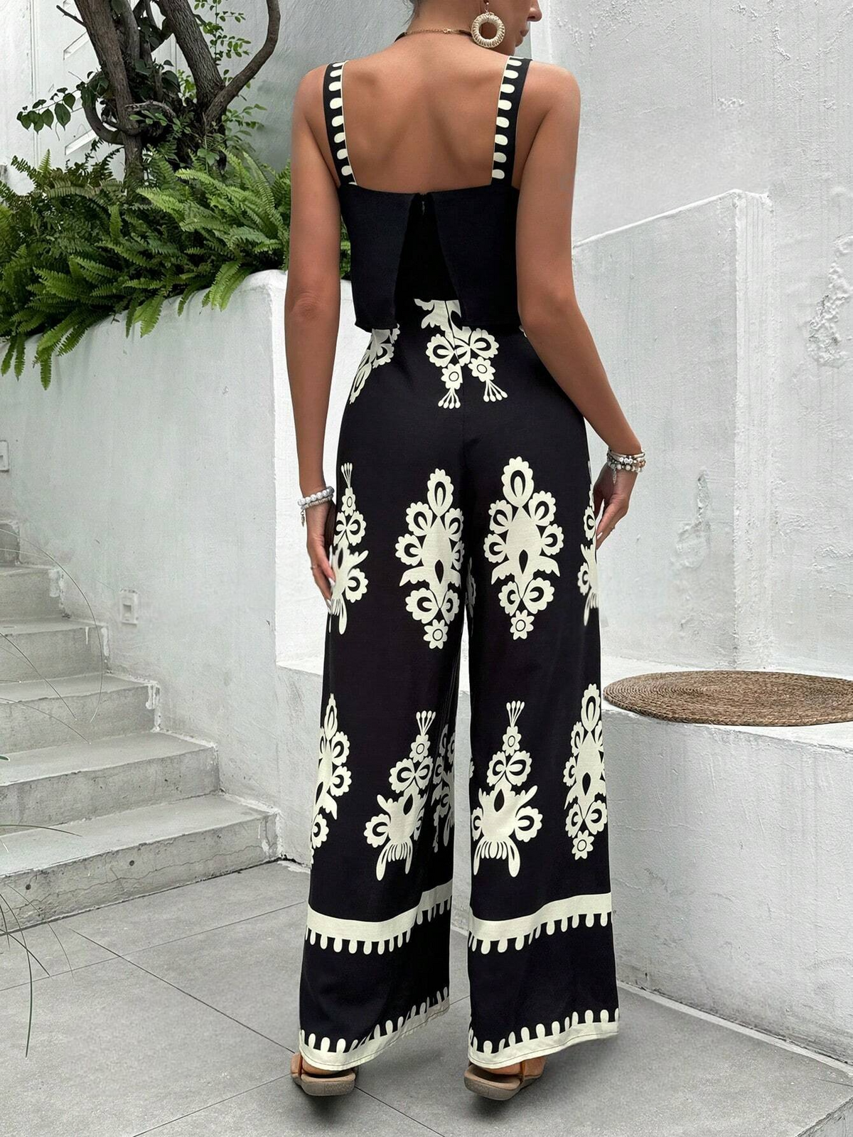 Tuta Larga A Stampa Floreale