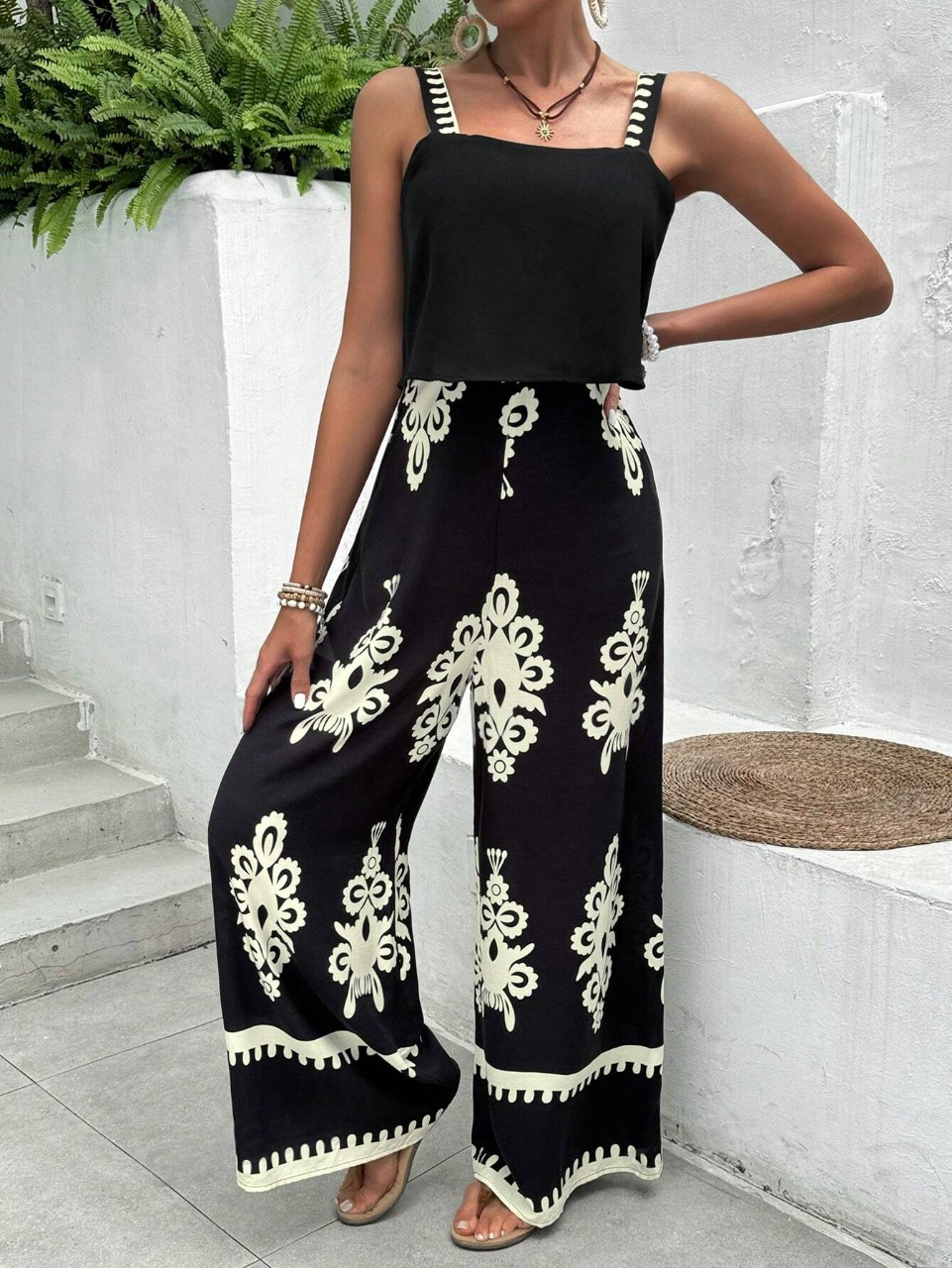 Tuta Larga A Stampa Floreale