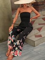 Pantaloni a gamba larga con stampa floreale tubo