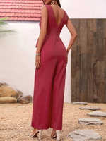 Salopette Moda Donna Tinta Unita Collo A V Con Spalline Sottili