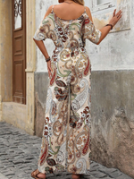 Tuta jumpsuit con spalline sottili, morbida vestibilitˆ, maniche a goccia e stampa all-over