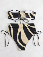 Costume da bagno bikini a fascia color block con coulisse