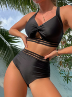 bikini a vita alta in tinta unita da spiaggia estiva